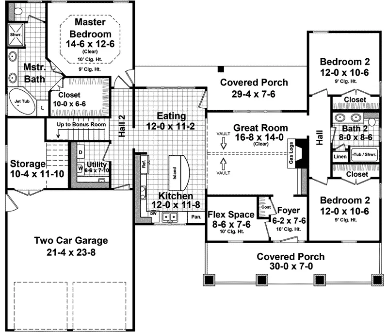 Country House Plan First Floor - Bisbee Craftsman Home 077D-0236 - Search House Plans and More