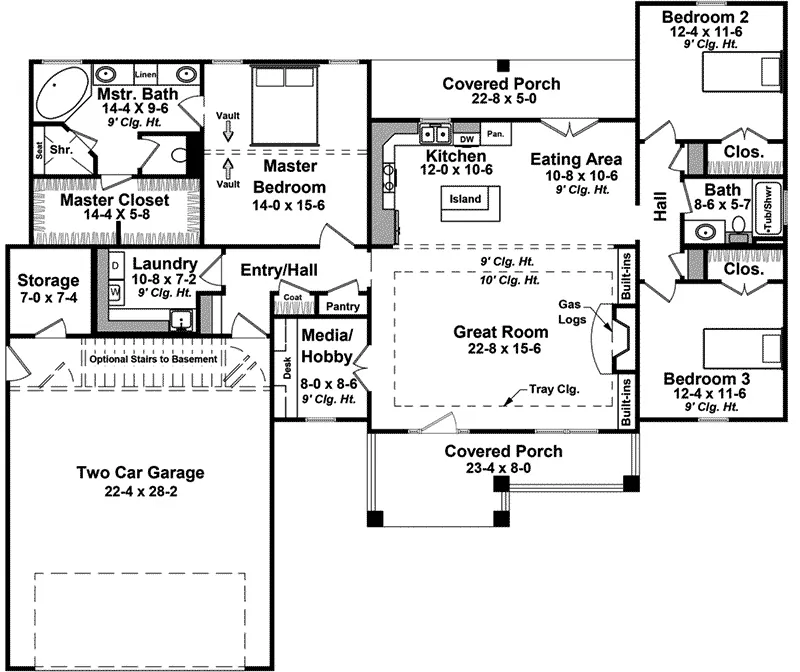 Craftsman House Plan First Floor - Blackberry Craftsman Home 077D-0237 - Search House Plans and More