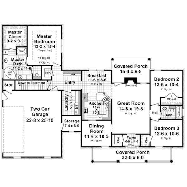 Country House Plan First Floor - Calton Craftsman Ranch Home 077D-0238 - Search House Plans and More