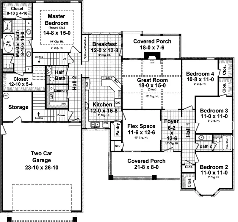 Craftsman House Plan First Floor - Adele Rustic Country Home 077D-0241 - Search House Plans and More