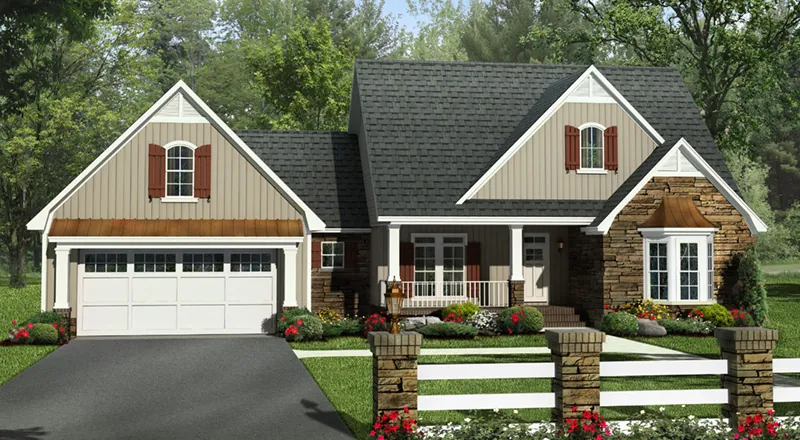 Craftsman House Plan Front of Home - Adele Rustic Country Home 077D-0241 - Search House Plans and More