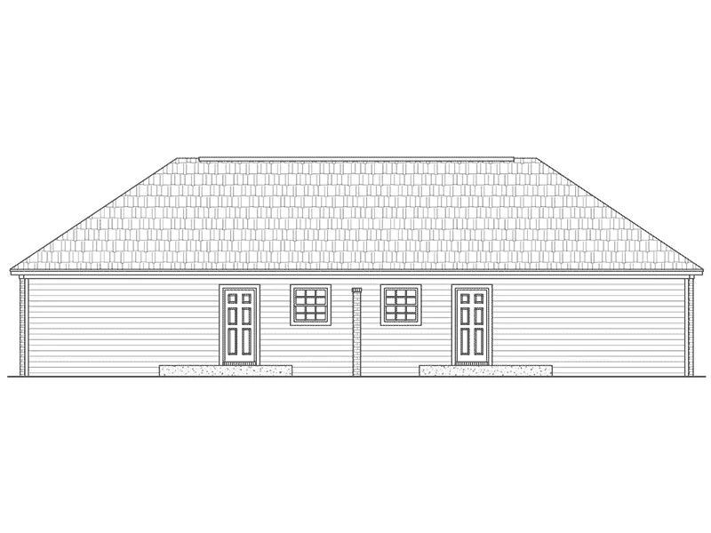 Traditional House Plan Rear Elevation - Clover Ranch Duplex 077D-0242 - Search House Plans and More
