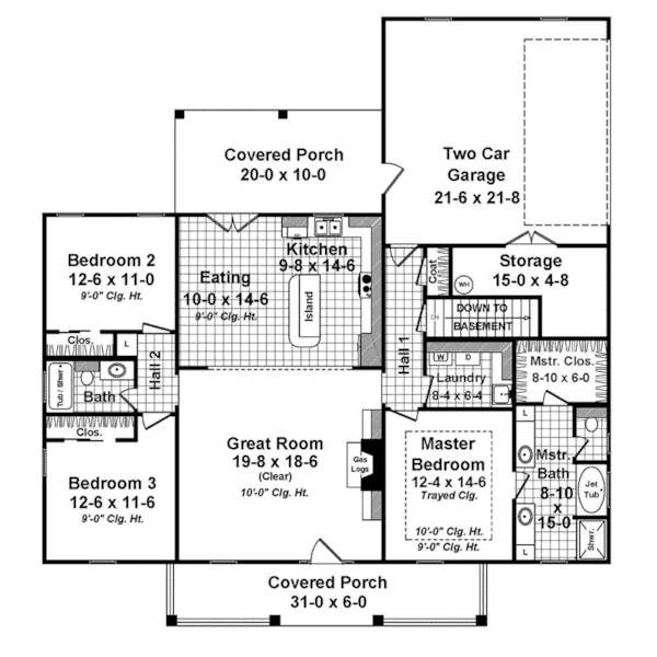 European House Plan First Floor - Gracey Acadian Home 077D-0243 - Search House Plans and More