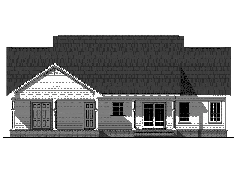 Southern House Plan Rear Elevation - Greenridge Acadian Ranch Home 077D-0244 - Search House Plans and More