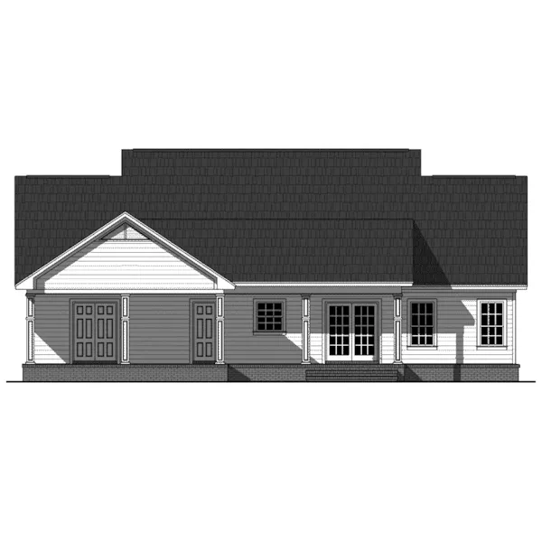 Lowcountry House Plan Rear Elevation - Greenridge Acadian Ranch Home 077D-0244 - Search House Plans and More