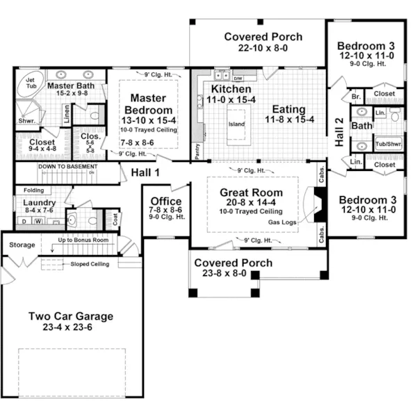 Craftsman House Plan First Floor - Grove Country Craftsman Home 077D-0245 - Search House Plans and More