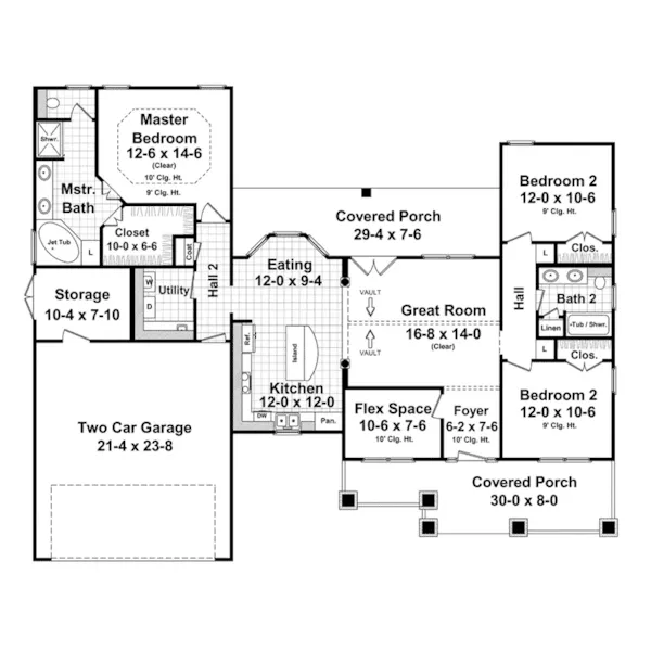 Ranch House Plan First Floor - Westwood Lane Cottage Home 077D-0248 - Shop House Plans and More