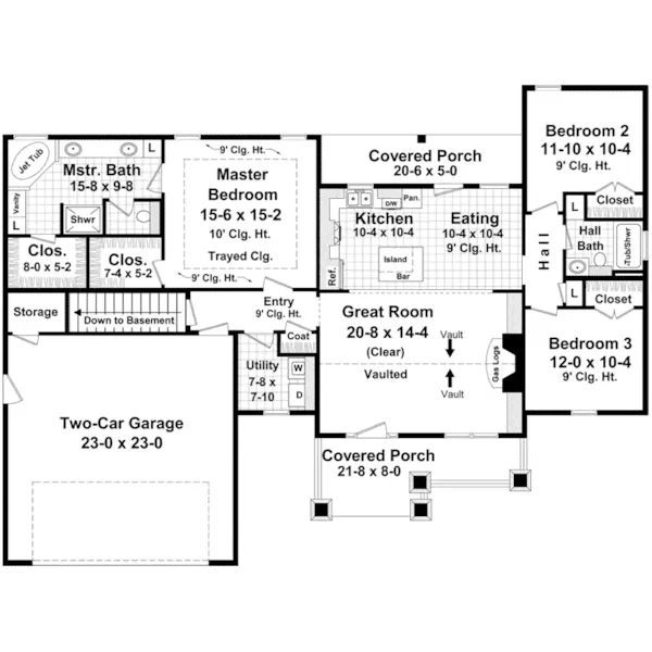 Ranch House Plan First Floor - Lee's Landing Country Home 077D-0250 - Shop House Plans and More