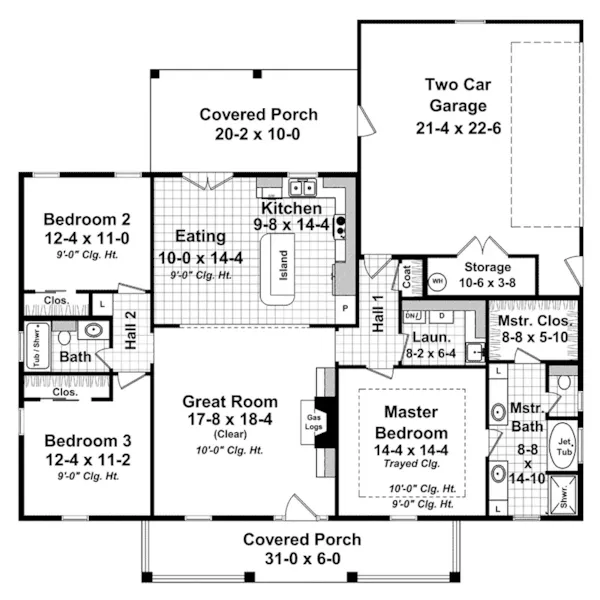 Country House Plan First Floor - Iris Court Country Farmhouse 077D-0251 - Search House Plans and More