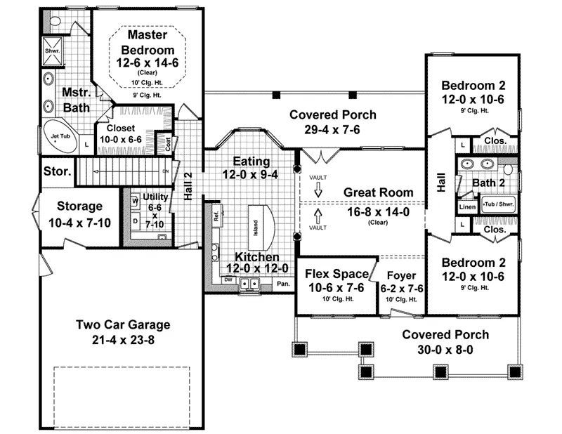 Ranch House Plan First Floor - Westwood Park Country Home 077D-0252 - Shop House Plans and More