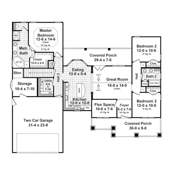 Arts & Crafts House Plan First Floor - Westwood Park Country Home 077D-0252 - Shop House Plans and More