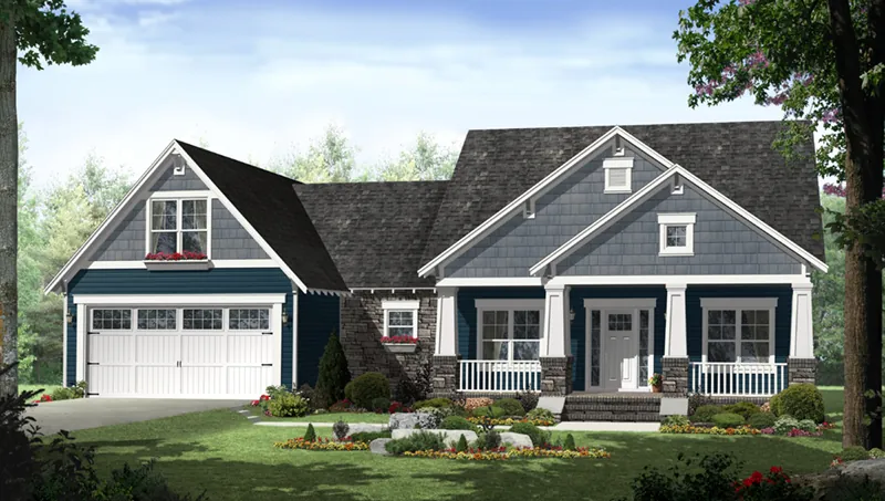 Ranch House Plan Front of Home - Westwood Park Country Home 077D-0252 - Shop House Plans and More