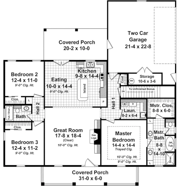 Country House Plan First Floor - Iris Hill Country Home 077D-0254 - Search House Plans and More