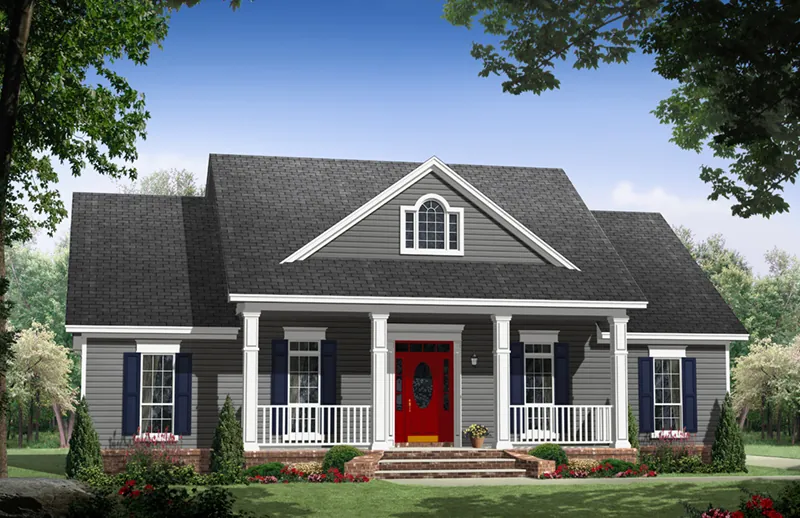 Farmhouse Plan Front of Home - Iris Hill Country Home 077D-0254 - Search House Plans and More