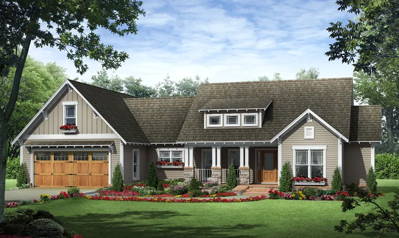 Cabin & Cottage House Plan Front of Home - Allen Hill Craftsman Cottage 077D-0256 - Search House Plans and More