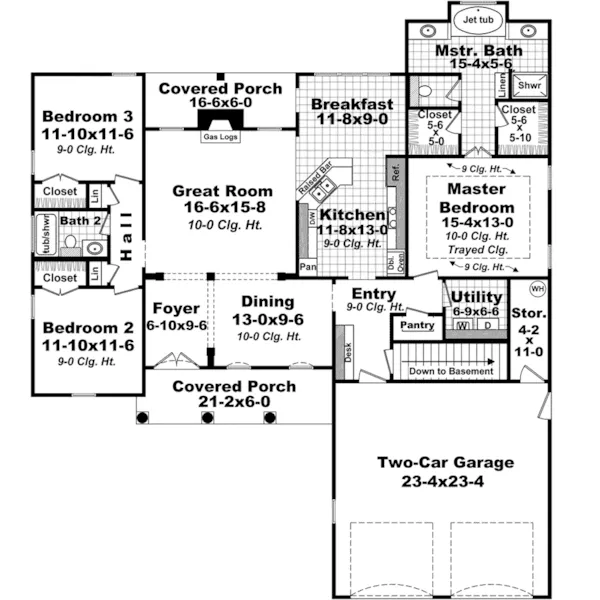 Traditional House Plan First Floor - Brentwood Place Country Home 077D-0258 - Search House Plans and More