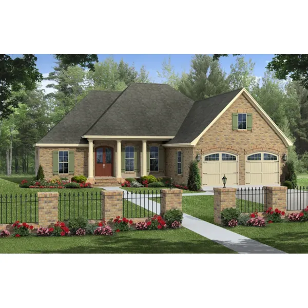 Traditional House Plan Front of Home - Brentwood Place Country Home 077D-0258 - Search House Plans and More