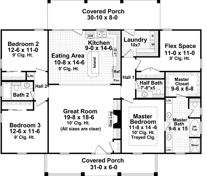 Traditional House Plan First Floor - Williamsberg Country Home 077D-0259 - Shop House Plans and More
