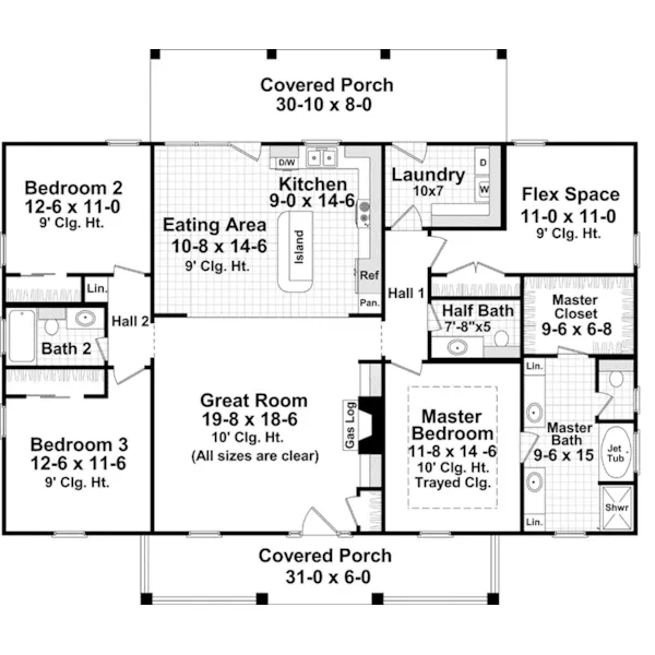 Traditional House Plan First Floor - Williamsberg Country Home 077D-0259 - Shop House Plans and More