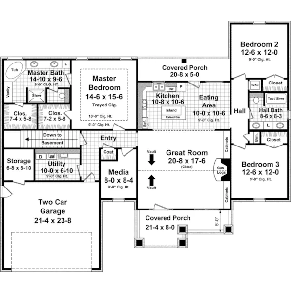 Rustic House Plan First Floor - Paxton Hill Country Home 077D-0260 - Shop House Plans and More