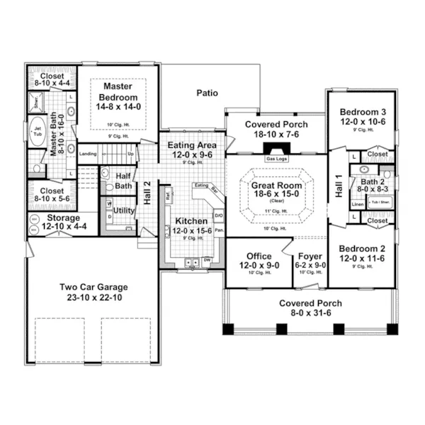 Cabin & Cottage House Plan First Floor - Poplar Ridge Country Home 077D-0262 - Shop House Plans and More