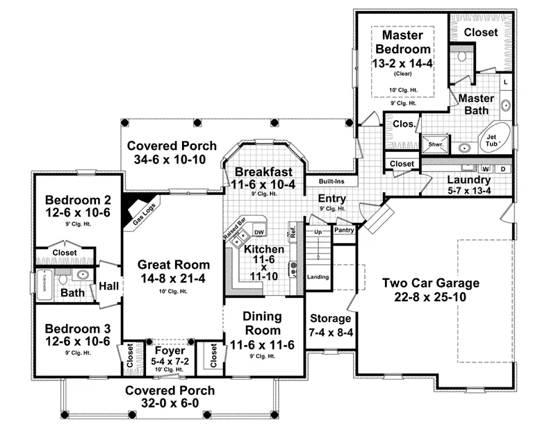 Ranch House Plan First Floor - Westover Lane Country Home 077D-0264 - Shop House Plans and More