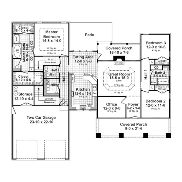 Rustic House Plan First Floor - Poplar Cove Craftsman Home 077D-0265 - Shop House Plans and More