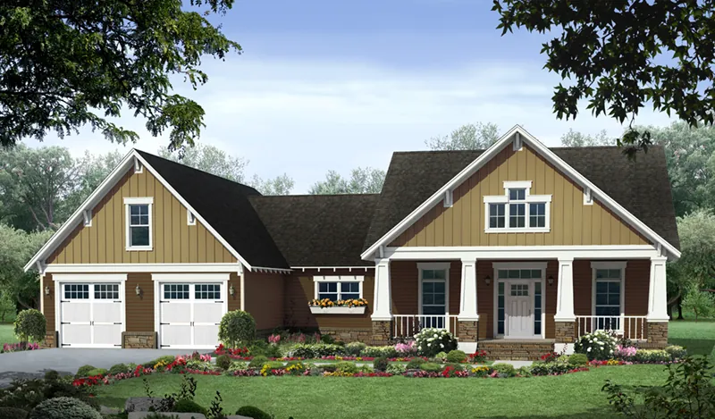 Cabin & Cottage House Plan Front of Home - Poplar Cove Craftsman Home 077D-0265 - Shop House Plans and More