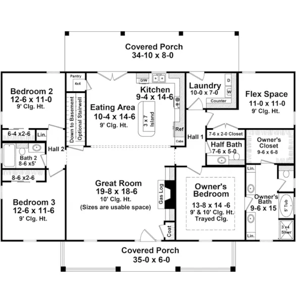 Traditional House Plan Basement Floor - Williams Lane Farmhouse 077D-0266 - Shop House Plans and More