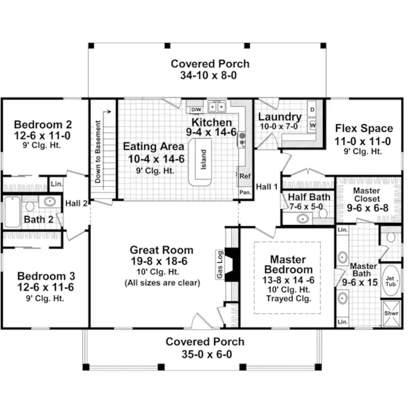 Traditional House Plan First Floor - Williams Lane Farmhouse 077D-0266 - Shop House Plans and More