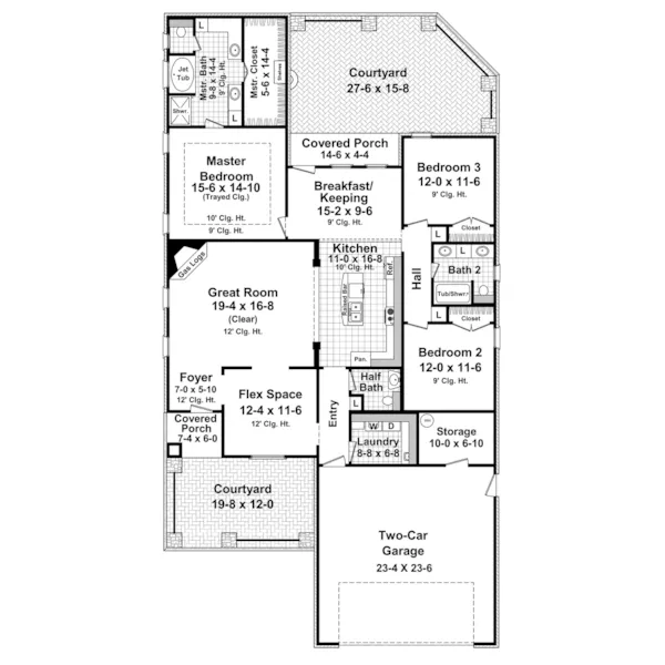 Ranch House Plan First Floor - Cambridge Lane European Home 077D-0267 - Search House Plans and More