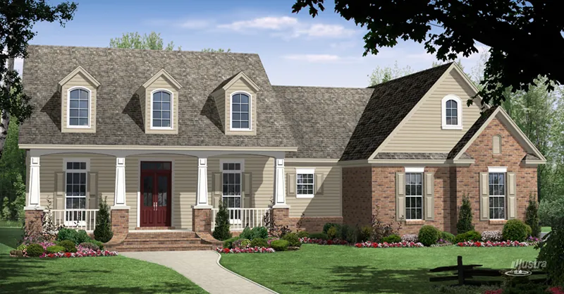 Traditional House Plan Front of Home - Forrest Hill Country Home 077D-0269 - Search House Plans and More