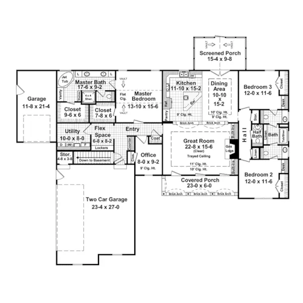 Acadian House Plan First Floor - Woodbridge Lane Country Home 077D-0271 - Shop House Plans and More