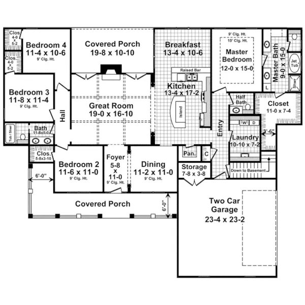 Country House Plan First Floor - Chesnut Country Farmhouse 077D-0273 - Search House Plans and More