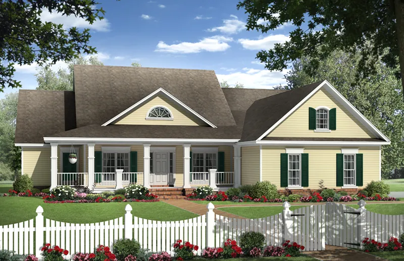 Traditional House Plan Front of Home - Chesnut Country Farmhouse 077D-0273 - Search House Plans and More