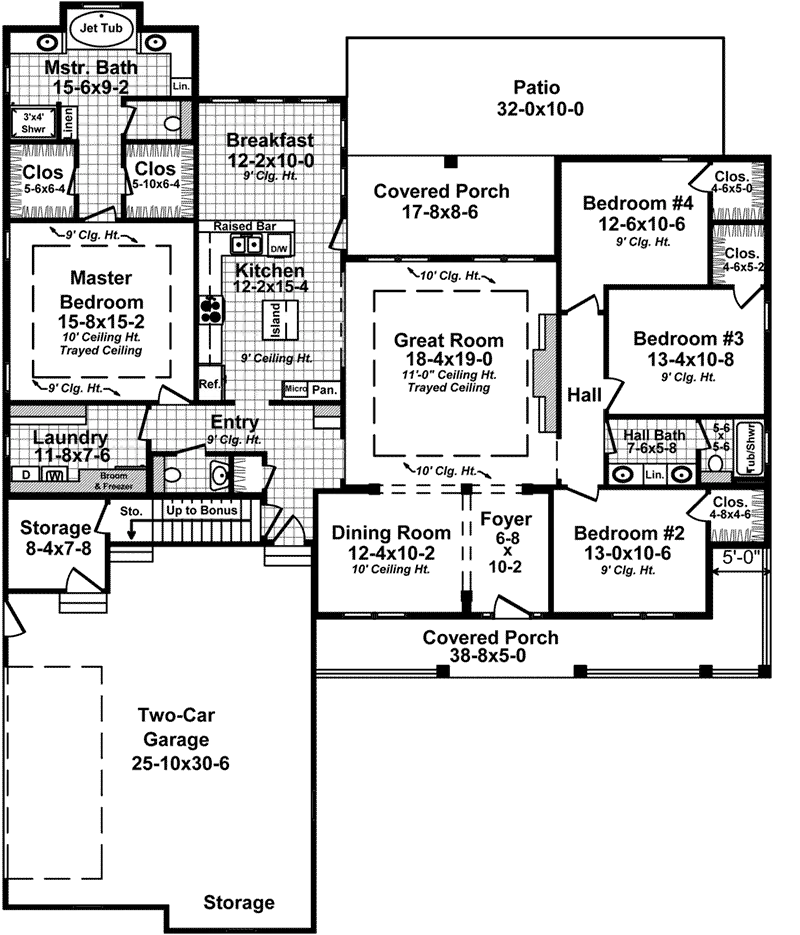 Ranch House Plan First Floor - Fairmount Hill Ranch Home 077D-0275 - Search House Plans and More
