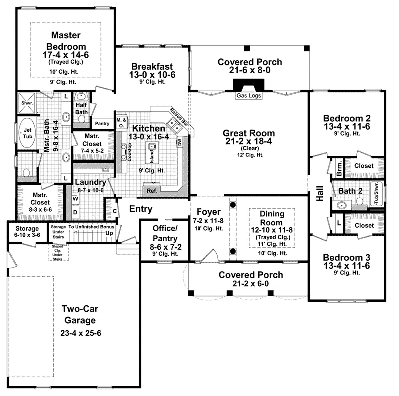 Ranch House Plan First Floor - Brookhollow European Home 077D-0276 - Search House Plans and More