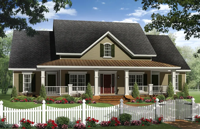 Farmhouse Plan Front of Home - Aspen Landing Country Home 077D-0279 - Search House Plans and More