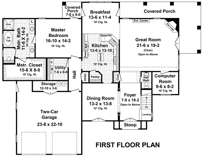 Country House Plan First Floor - Andover Lane European Home 077D-0280 - Search House Plans and More