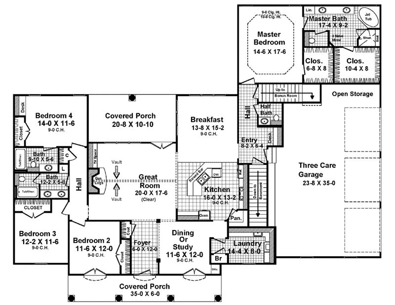 European House Plan First Floor - Dogwood Circle Country Home 077D-0281 - Search House Plans and More