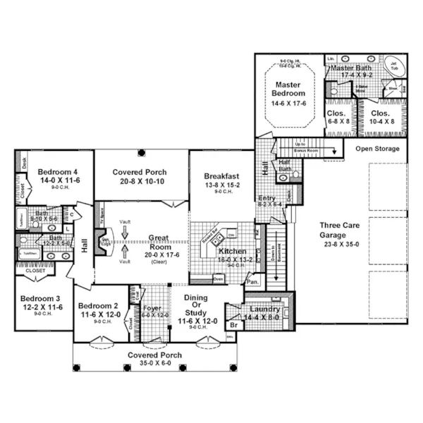 Southern House Plan First Floor - Dogwood Circle Country Home 077D-0281 - Search House Plans and More