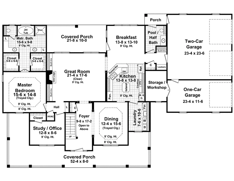Traditional House Plan First Floor - Stonewood Lane Country Home 077D-0283 - Shop House Plans and More