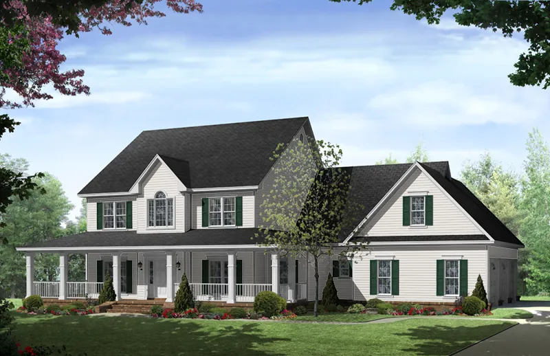 Traditional House Plan Front of Home - Stonewood Lane Country Home 077D-0283 - Shop House Plans and More