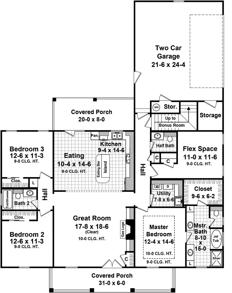 Ranch House Plan First Floor - Parkwood Hill Country Home 077D-0284 - Shop House Plans and More