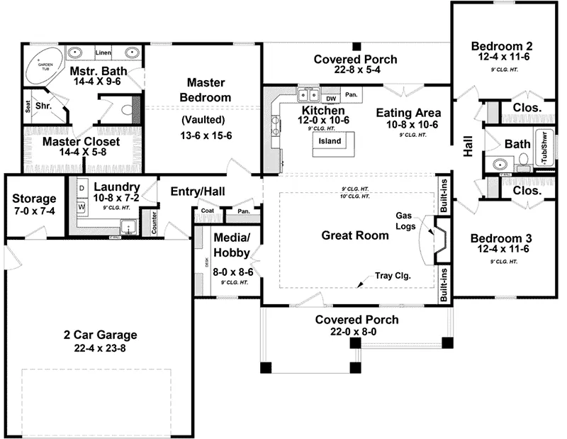 Arts & Crafts House Plan First Floor - Copper Ridge Country Home 077D-0285 - Search House Plans and More