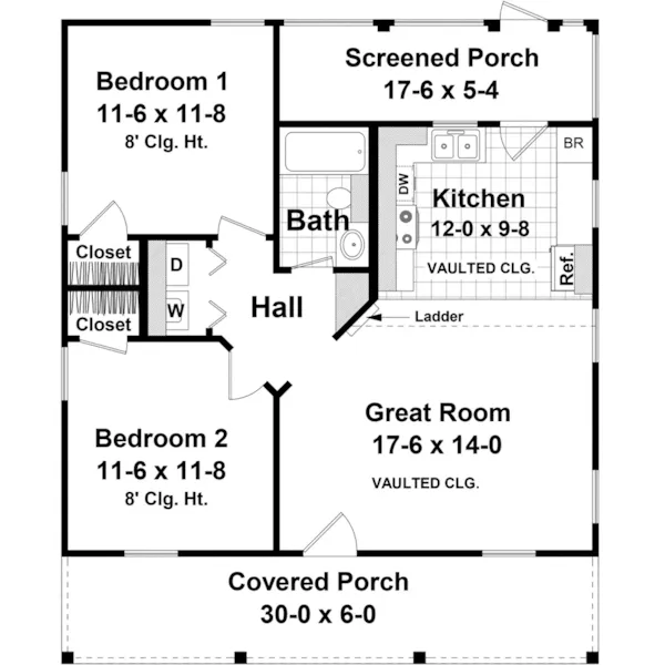 Southern House Plan First Floor - April Knoll Country Cottage 077D-0286 - Search House Plans and More