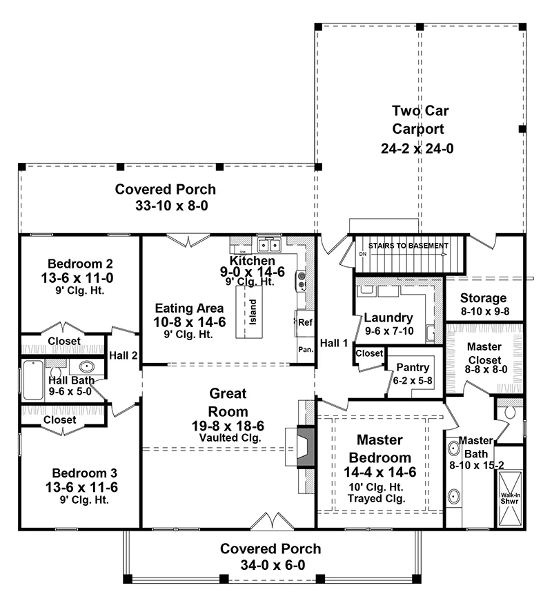 Ranch House Plan Optional Basement - Calico Lane Modern Farmhouse 077D-0293 - Search House Plans and More