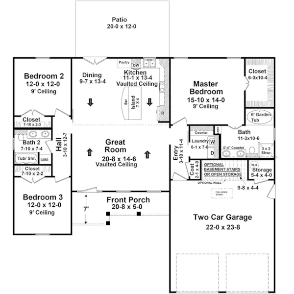 Rustic House Plan First Floor - Pine Forrest Modern Farmhouse 077D-0294 - Shop House Plans and More