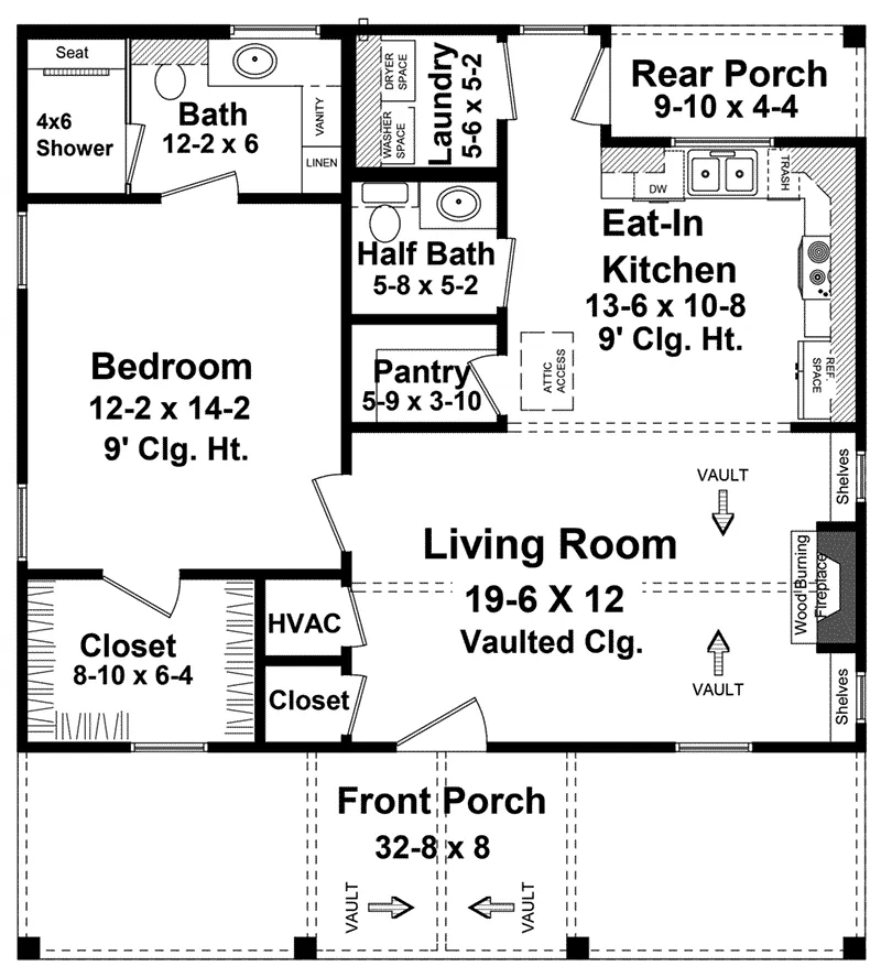 Country House Plan First Floor - Gull Cove Cottage 077D-0296 - Search House Plans and More