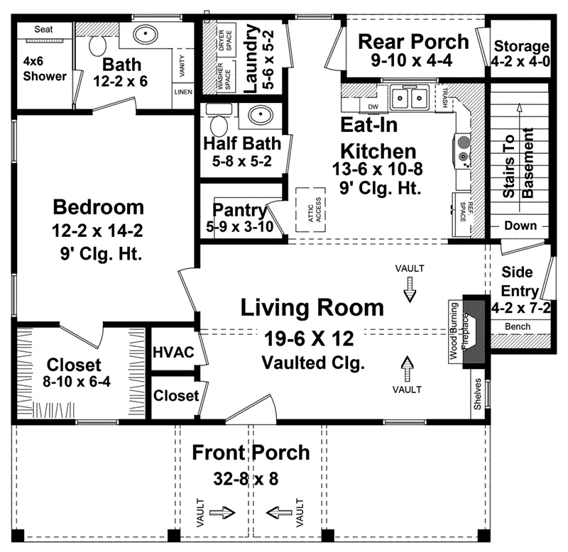 Country House Plan Optional Stairs - Gull Cove Cottage 077D-0296 - Search House Plans and More